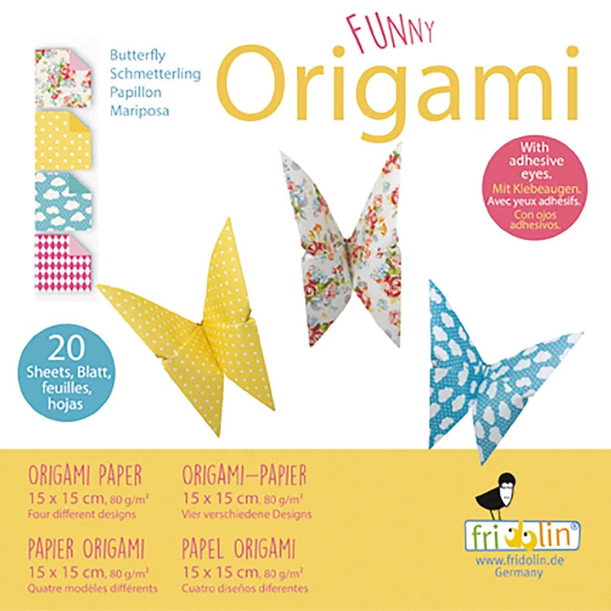 Pyssel – Funny Origami 15×15 cm Fjärilar – Lätt