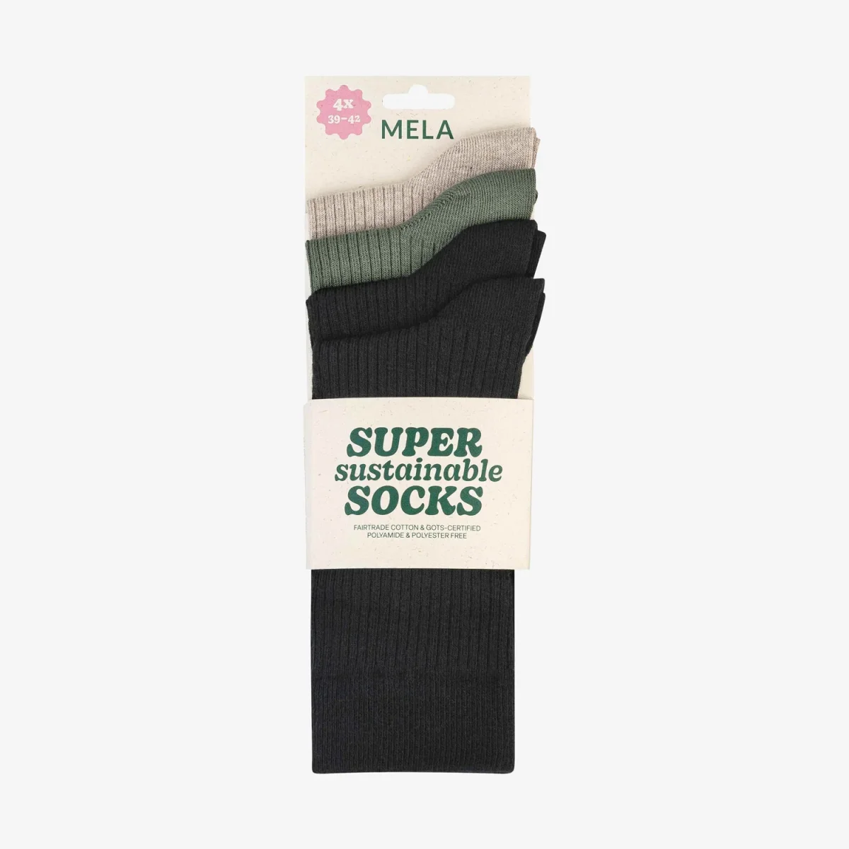4-pack Ribbed Socks Natural Dark Mix - Bild 3
