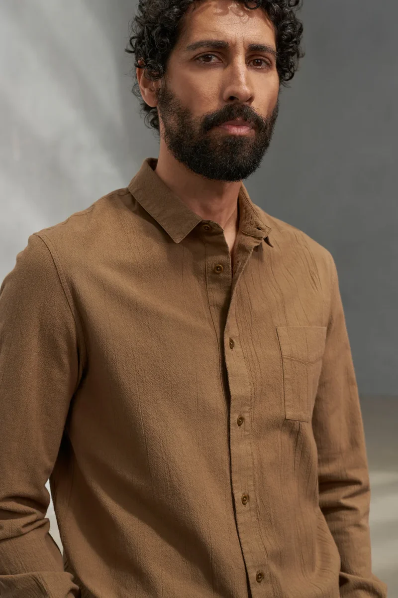 Simon Eco-Crinkle Shirt Caramel - Bild 3