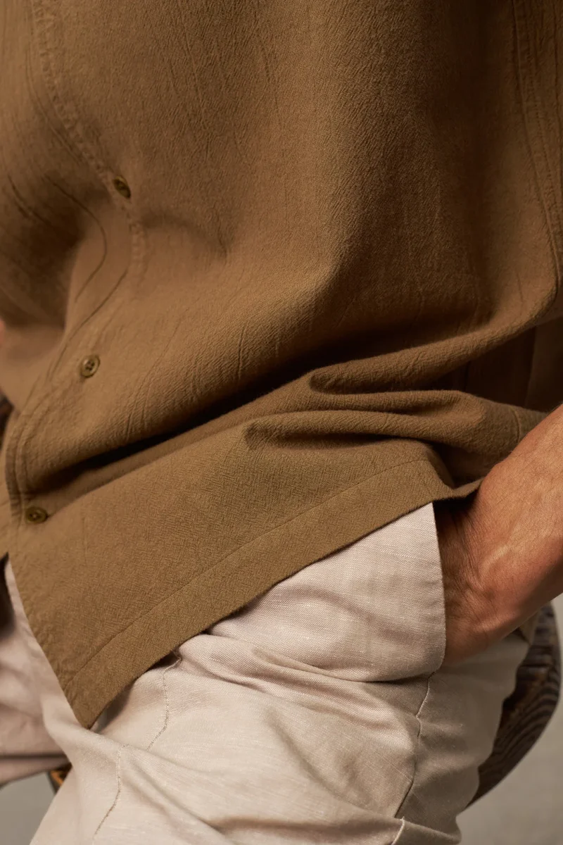 Kuno Shirt Crinkle Shortsleeve Caramel - Bild 6
