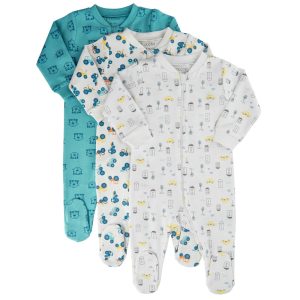 Baby Pyjamas Dubbel Dragkedja med fot – Blå – Strl 50-80