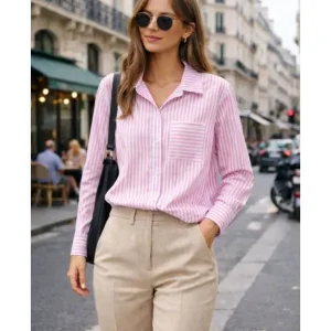 PFSHIRT – Rosa randig skjorta