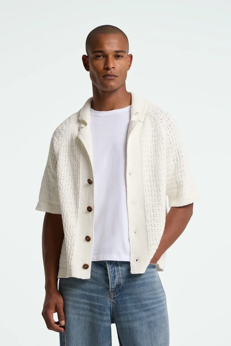 Egino White Short Sleeve Cardigan