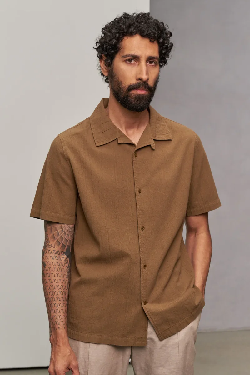 Kuno Shirt Crinkle Shortsleeve Caramel - Bild 4