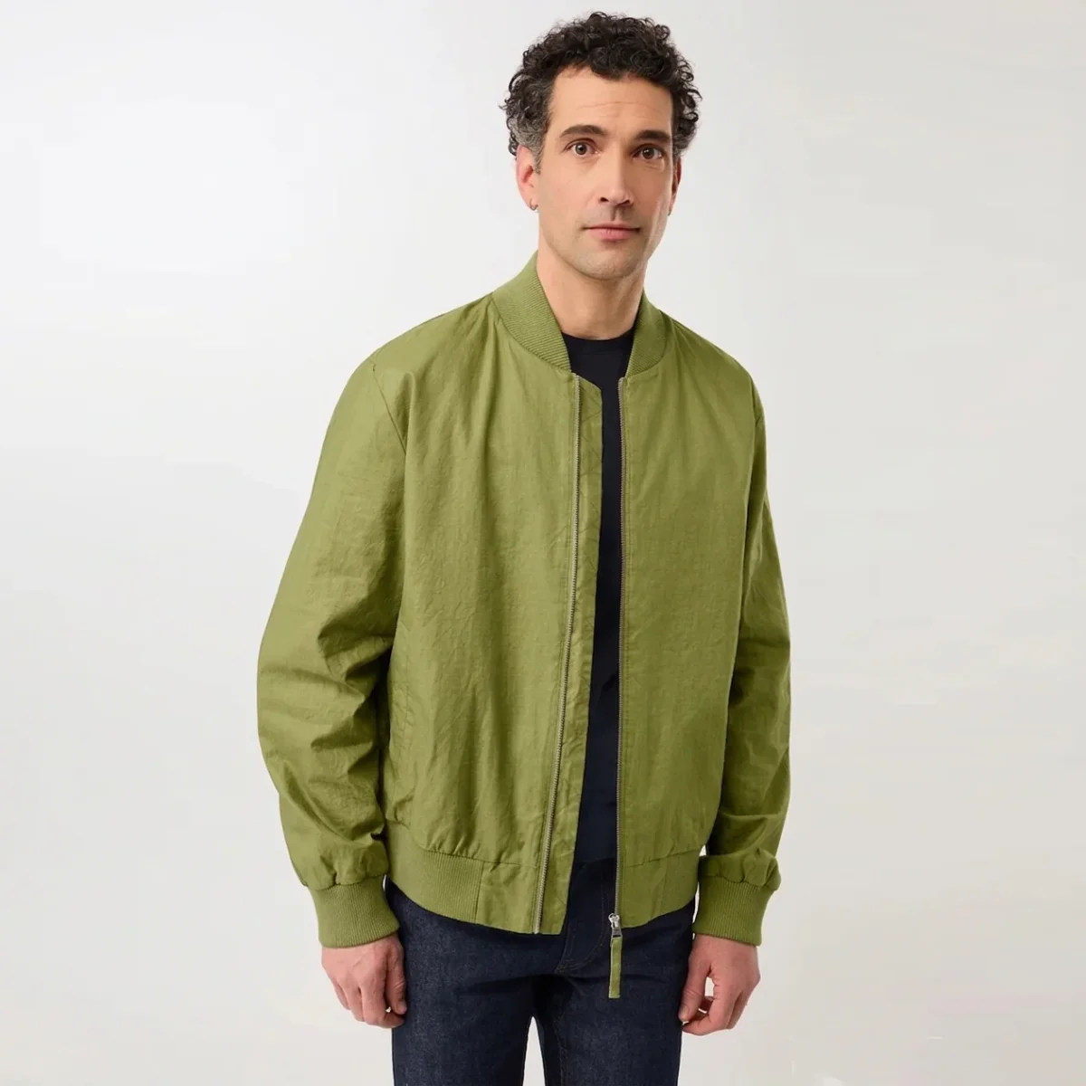 Koojan Linen Bomber Jacket Green Olive - Bild 2