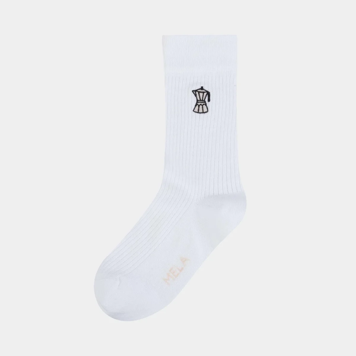 1-pack Ribbed Socks Embroidery Coffee - Bild 2