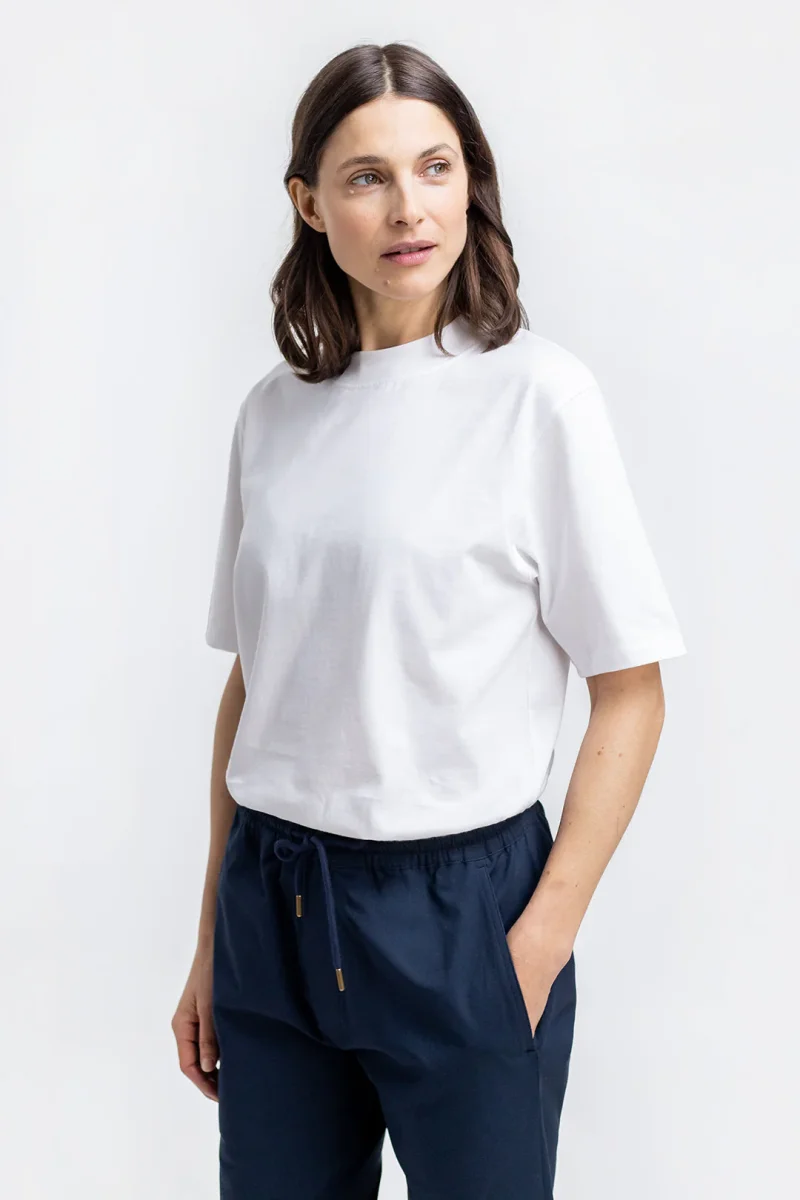 Big Collar Organic Cotton T-shirt White - ROTHOLZ - Bild 7