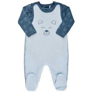 Sparkdräkt Baby med Fot Blå hund 50-68 cl