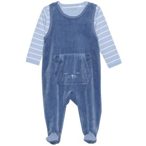 Sparkdräkt Velour Baby Blå + Body
