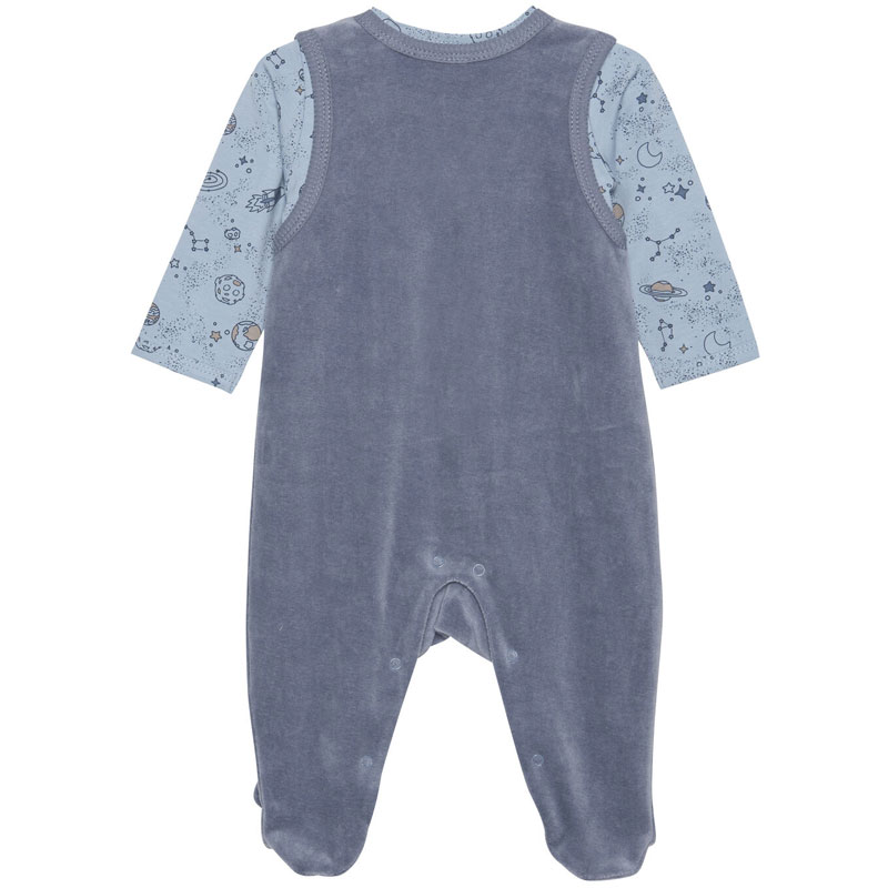 Prematur Set Body Sparkdräkt Velour 44 cl – Blå Rymden - Bild 3