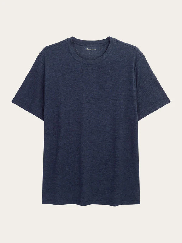 T-shirt Linne Herr Ekologisk Lin Marinblå - Bild 4