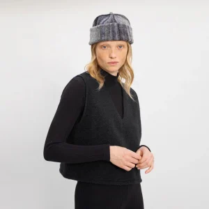 Vest Cropped Organic Wool Black